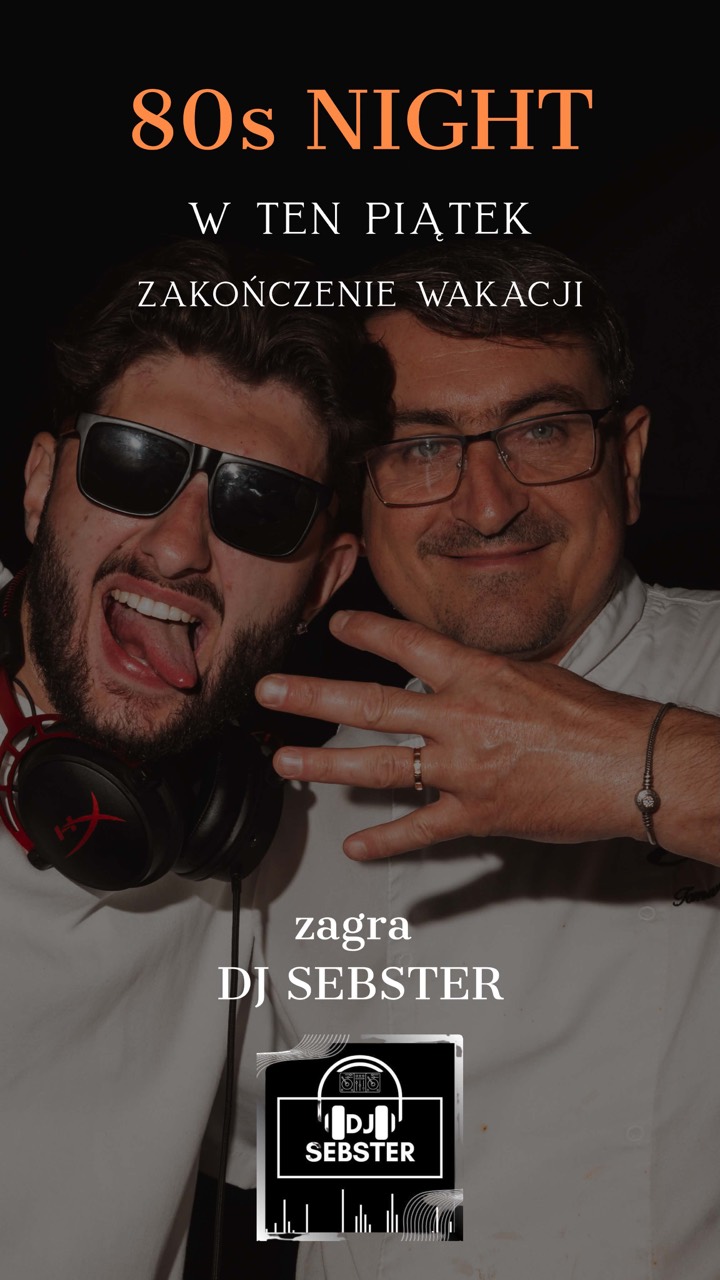 Plakat wydarzenia 80s Night z DJ-em Sebsterem w Cela Cafe & Restaurant